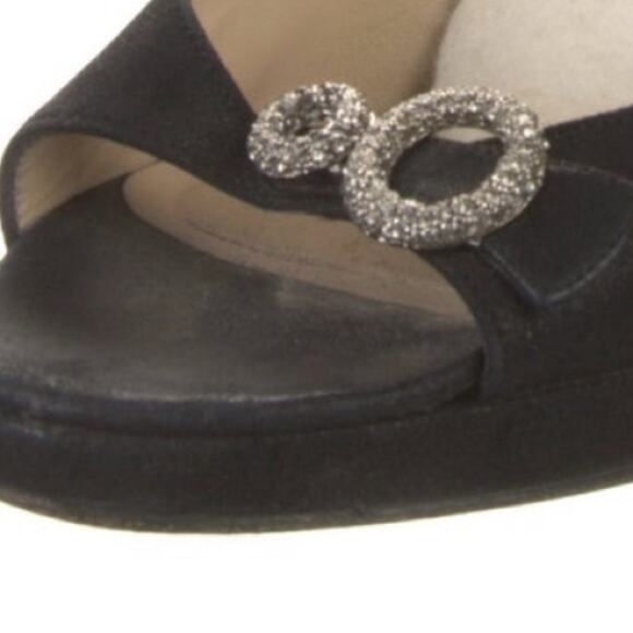 Jimmy Choo Black Leather Stiletto Heels Rhinestone Peep-Toe Shoe EU 37 - Picture 9 of 9